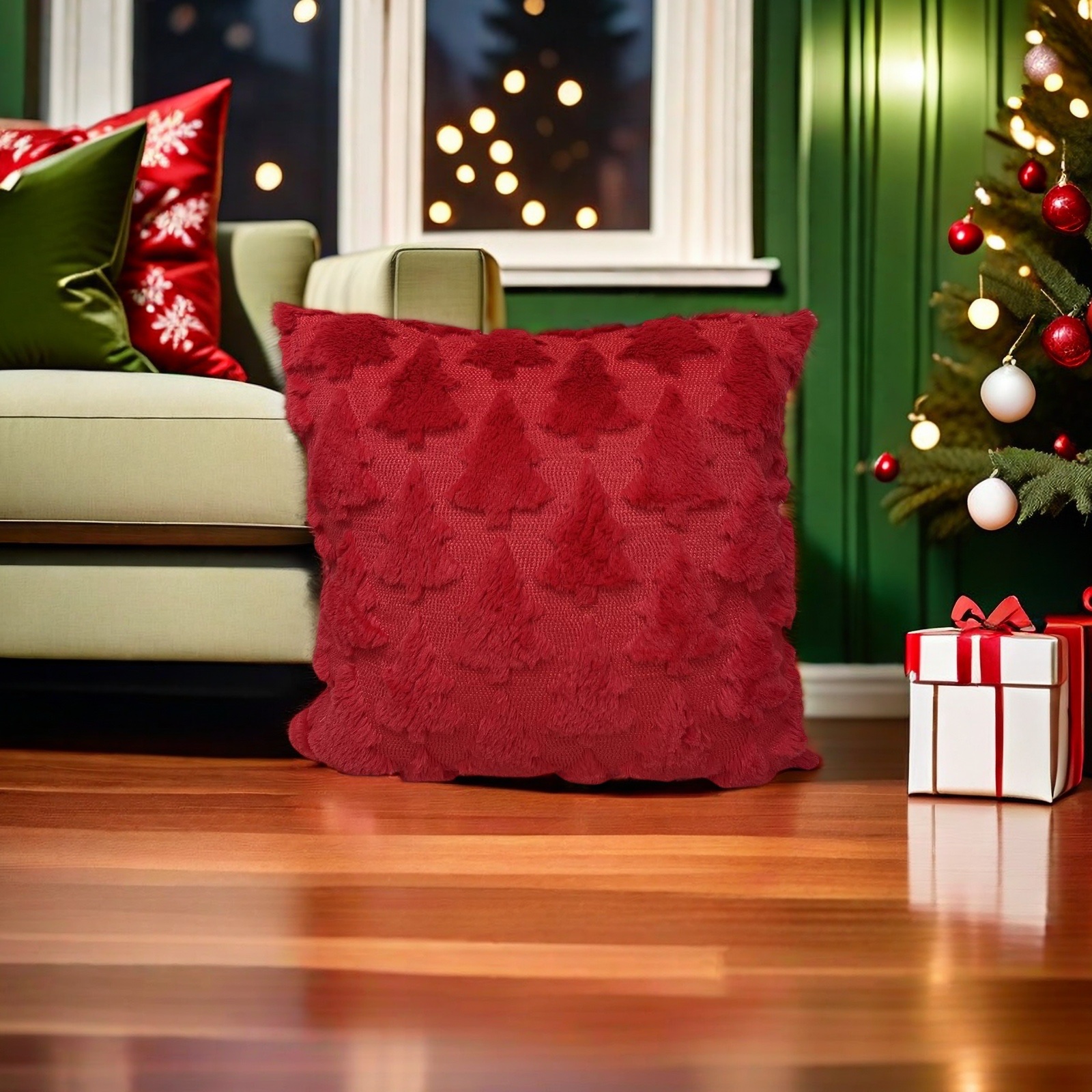 Christmas pillowcases, cushions, corduroy throw pillows, soft and comfortable home decorations, essential items for living rooms and bedrooms details Picture