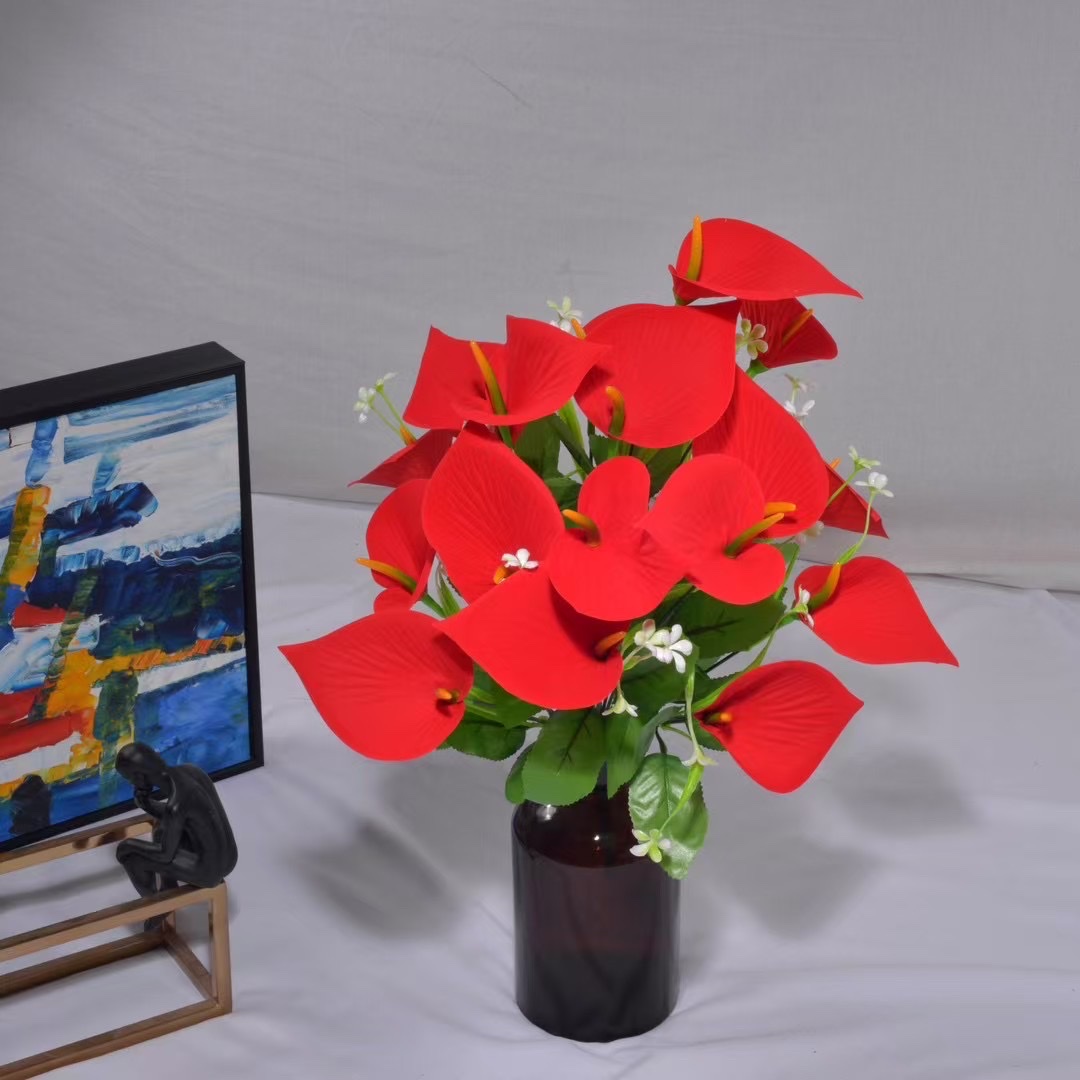 18头马蹄莲，长度51cm，18杈，共18朵花（10*8cm），54片叶子，配件若干