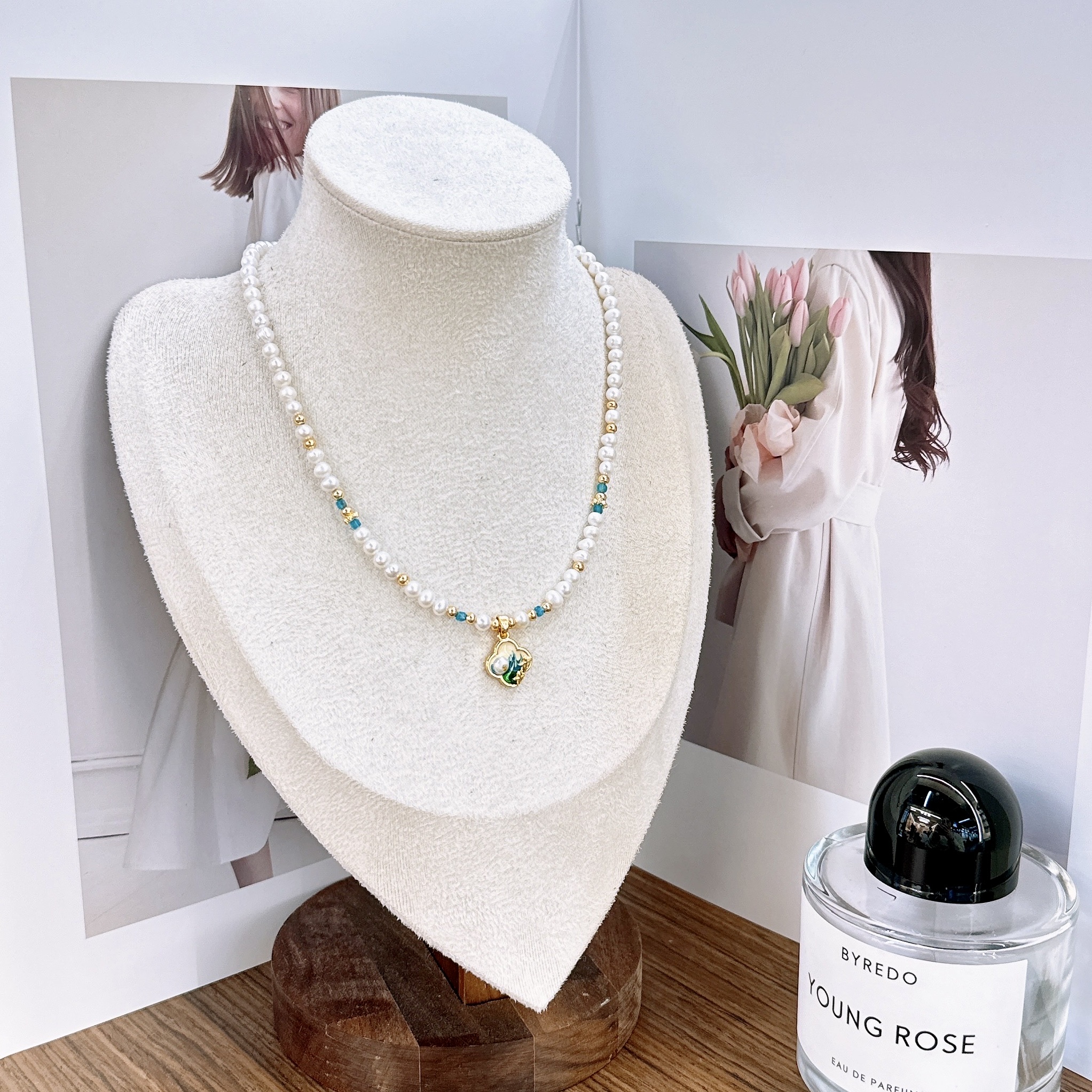 RIBACA |天然珍珠法式时尚油画项链潮流