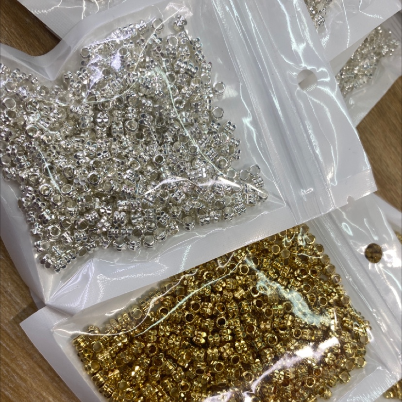Copper-plated real gold high color retention double-layer patterned spacer beads 3.5X5mm
