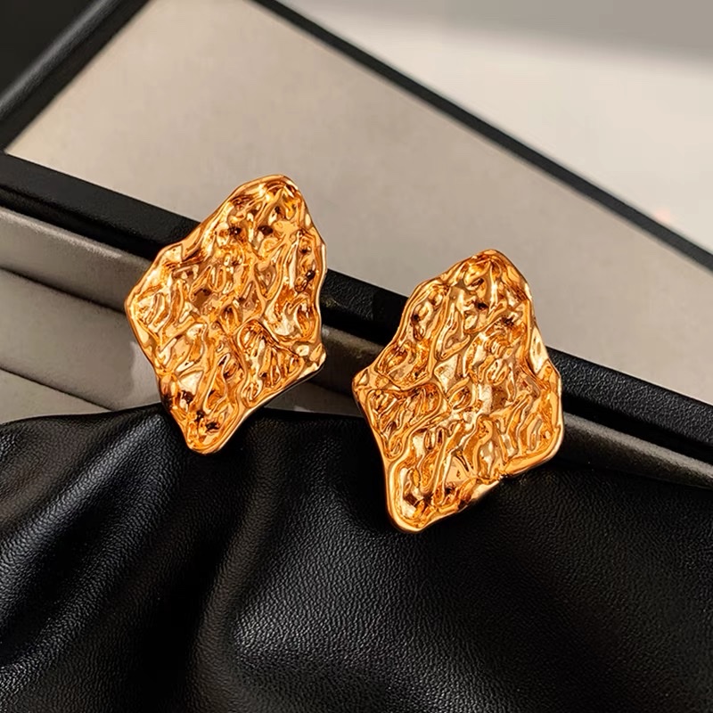 大气高级感复古褶皱金属耳环女欧美小众设计师不规则夸张个性耳饰耳钉耳饰品详情图4