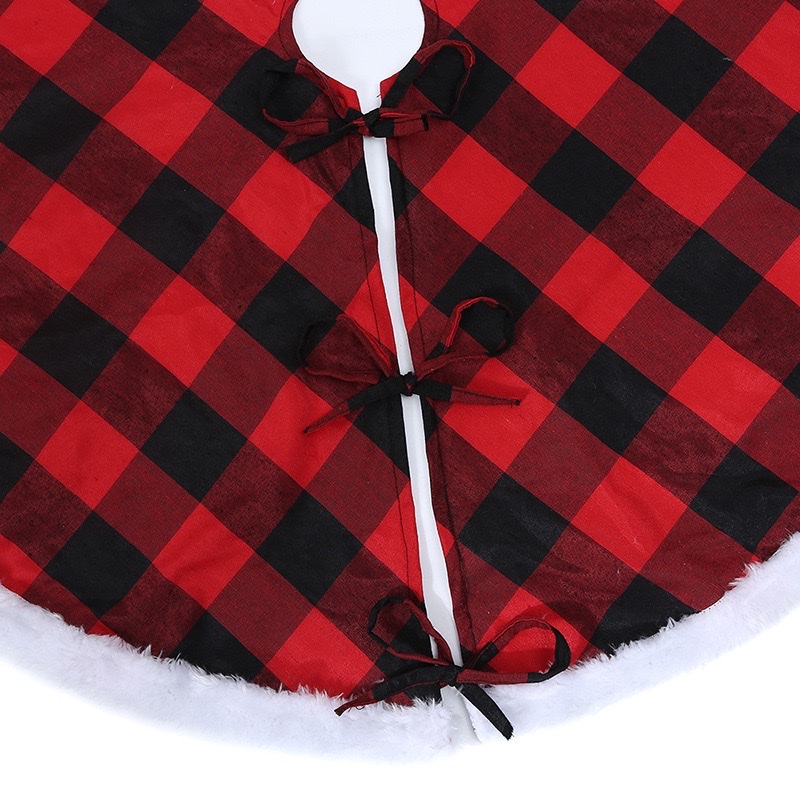 格子树裙圣诞树裙白黑格蓝白格红黑格圣诞树树裙圣诞树围裙跨境圣诞节装饰树裙多种尺寸选择48寸36寸