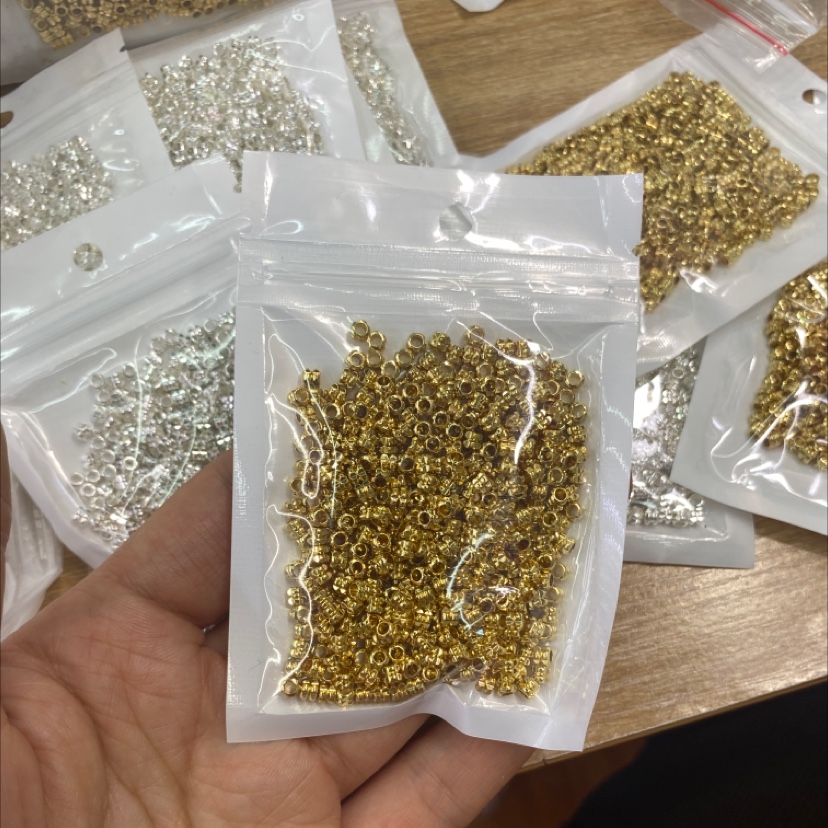 Copper-plated real gold high color retention double-layer patterned spacer beads 3.5X5mm Specification image