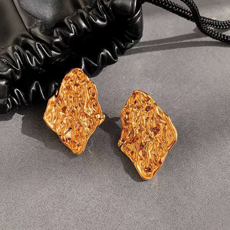 大气高级感复古褶皱金属耳环女欧美小众设计师不规则夸张个性耳饰耳钉耳饰品详情图5