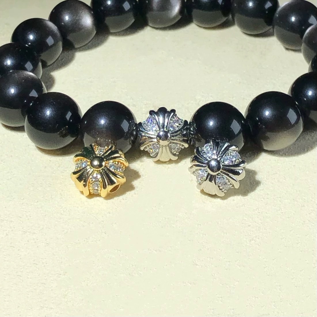 14K high color retention, 18K gold-plated with real gold, zircon cross Crochet 6mm, 8mm, 12mm beads, diy bracelet, necklace, string accessory wholesale detail image 7