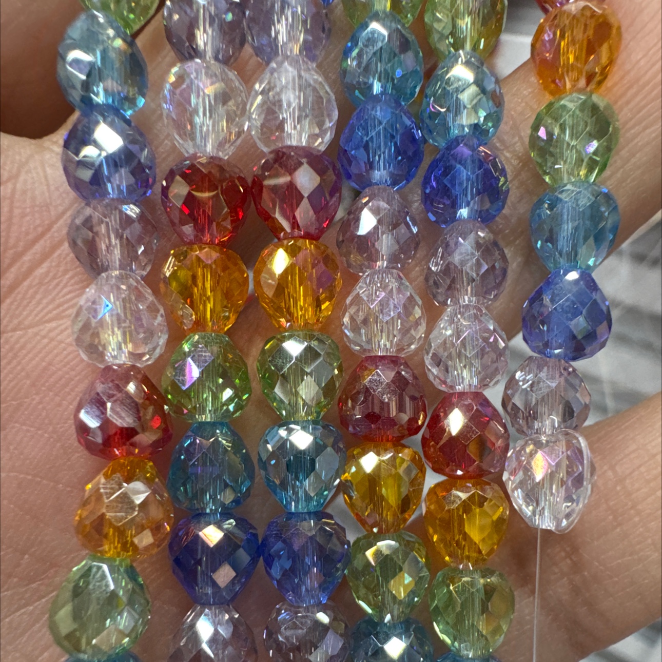 6mm草莓彩虹混色多巴胺彩色玻璃珠diy饰品配件珠子散珠琉璃玻璃珠