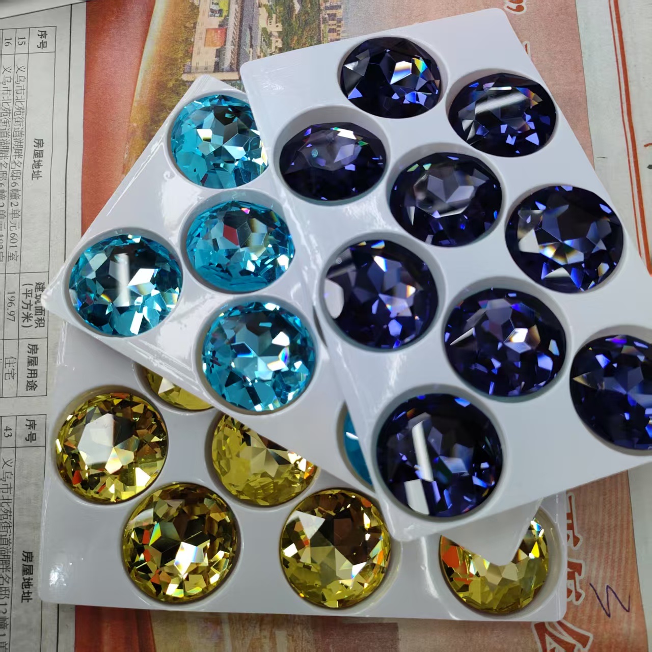 跨境热销K9 27mm宝石花钻diy饰品尖底异形水晶玻璃钻批发圆形钻 