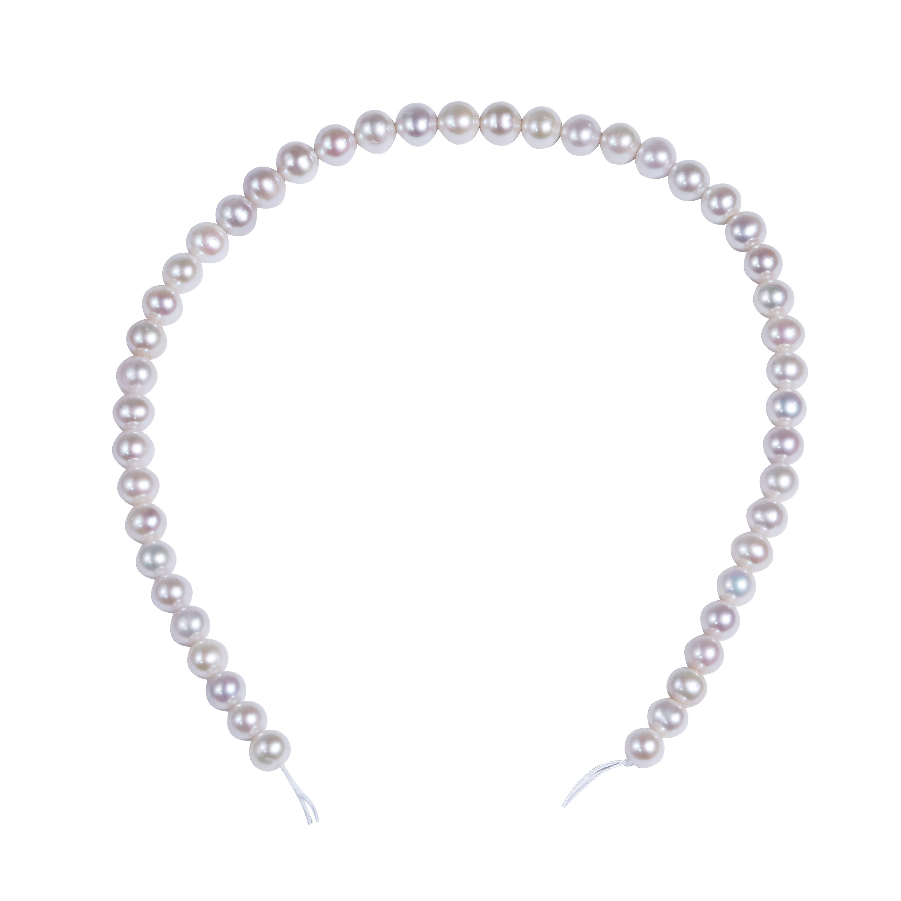 9-10天然淡水近圆强光珍珠项链表皮干净毛衣链材料半成品串珠批发白底实物图