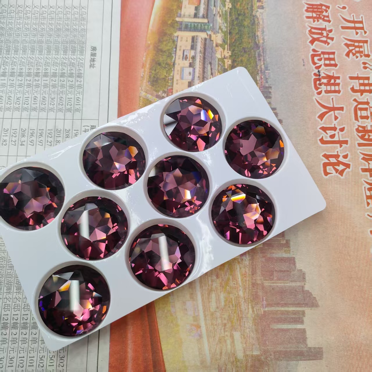 跨境热销K9 27mm宝石花钻diy饰品尖底异形水晶玻璃钻批发圆形钻 详情图2