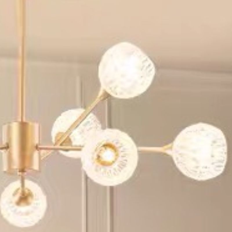 Postmodern living room chandelier in copper color, light luxury and simple Nordic style, bedroom crystal lamp and molecular lamp, grand price negotiable Specification image