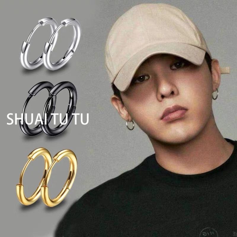 耳夹无耳洞男冷淡风男士单只耳钉潮男生耳环个性时尚耳钉男单只潮流个性男款嘻哈朋克百搭街头简约男士黑色耳环学生饰品耳饰钛钢耳图