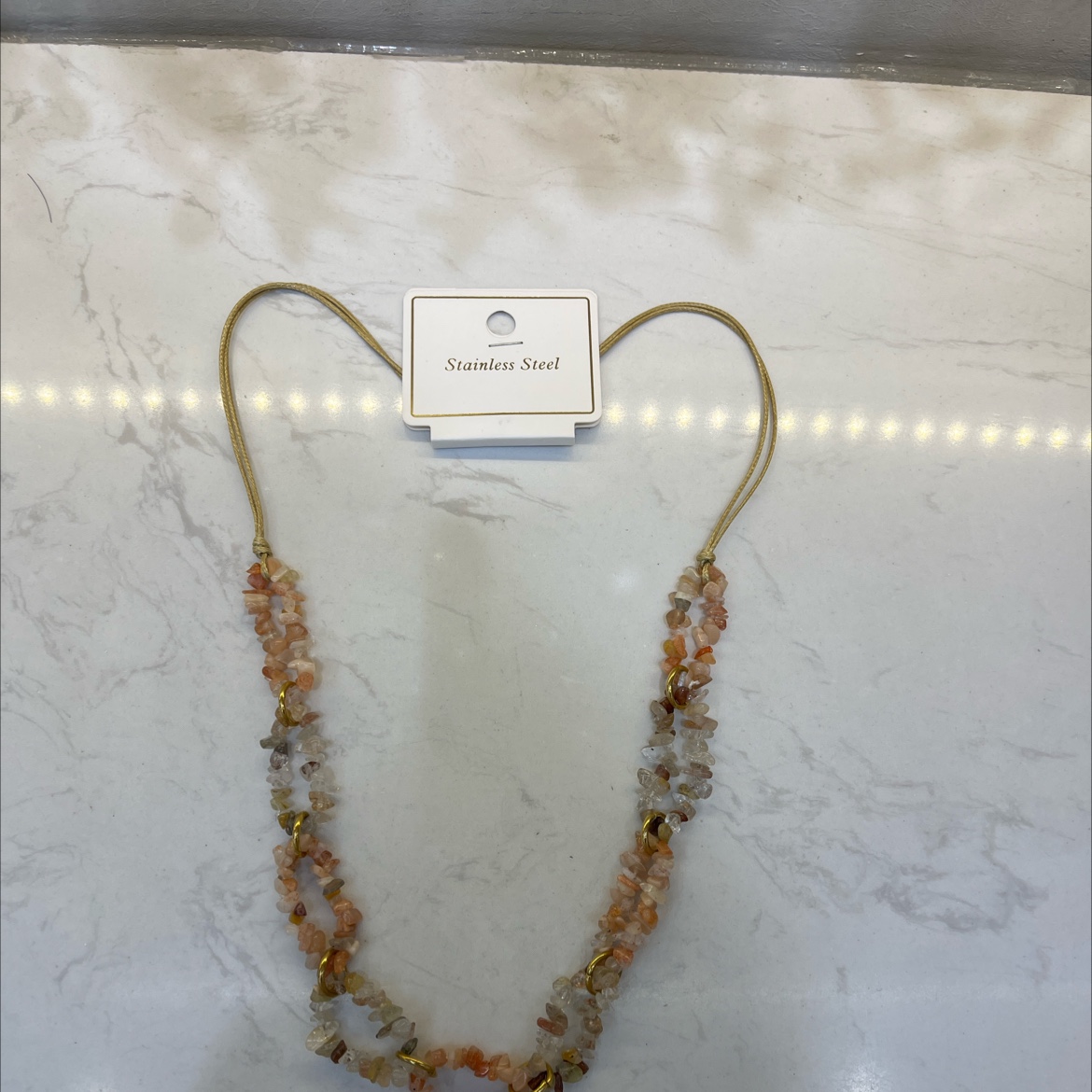 Stainless steel natural stone beaded necklace, a special necklace Specification image
