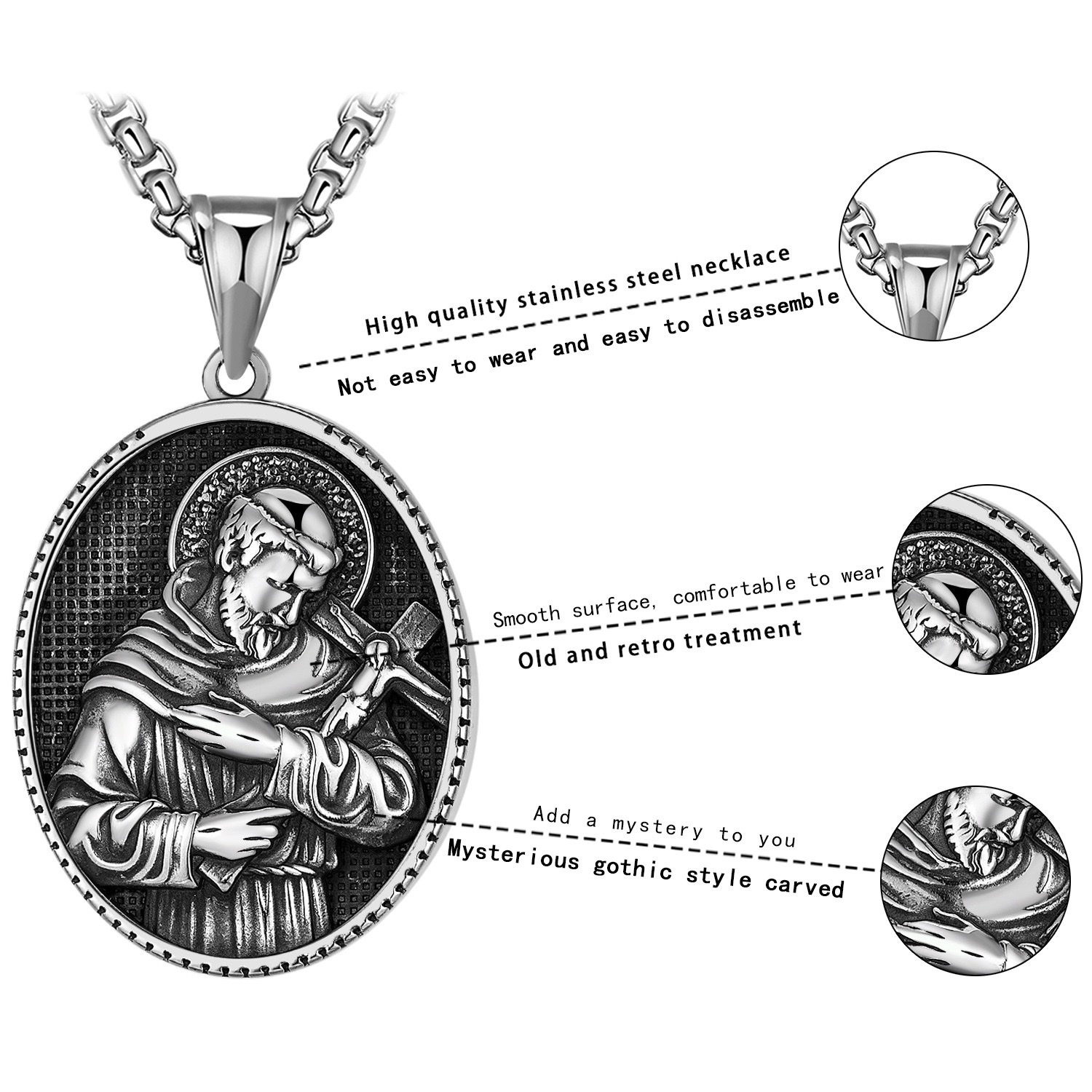 Wholesale of foreign trade jewelry, titanium steel retro figure oval pendant, pendant necklace, punk jewelry necklace Application Scenario