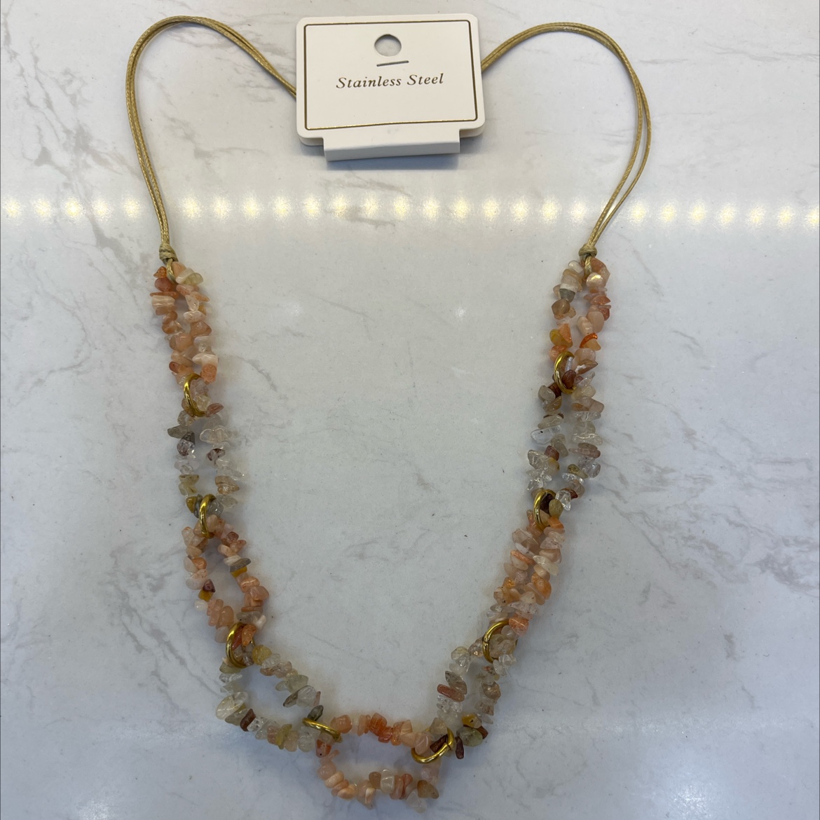 Stainless steel natural stone beaded necklace, a special necklace