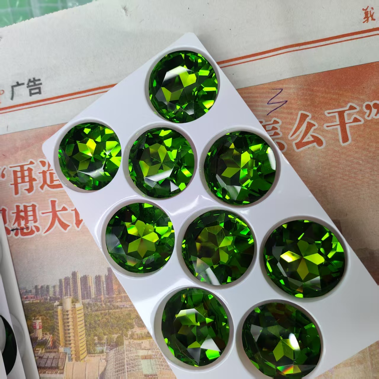 跨境热销K9 27mm宝石花钻diy饰品尖底异形水晶玻璃钻批发圆形钻 详情图3