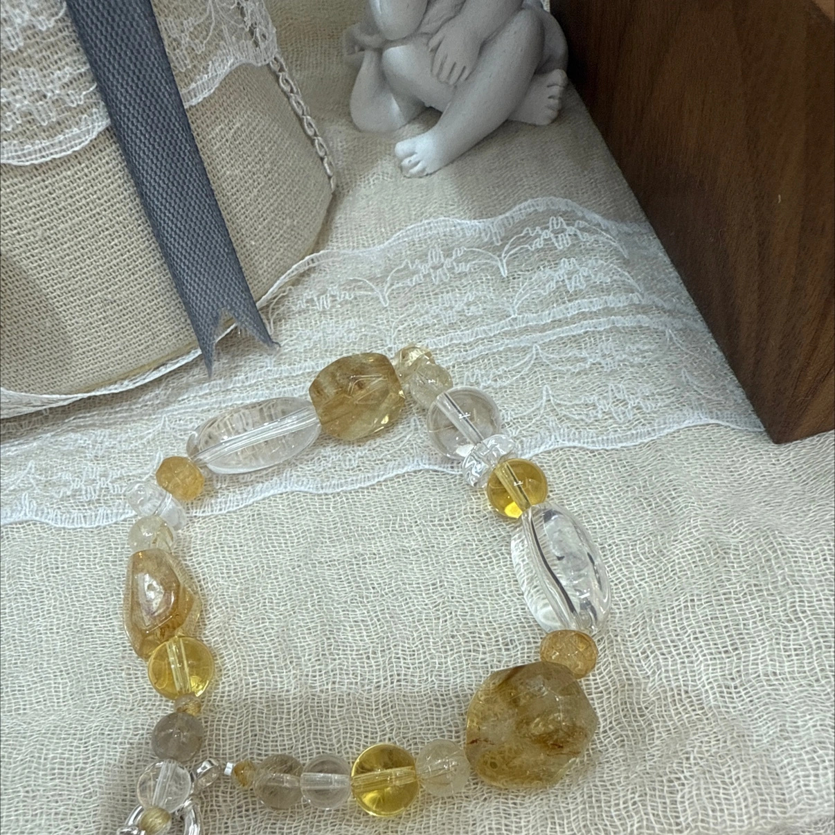 S925 yellow crystal bracelet, Wealth crystal, natural crystal, pure silver accessory, all pure silver and white crystal detail image 2