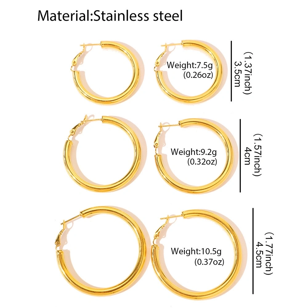 Korean Internet celebrity large earrings, stainless steel fashionable and cold style Instagram simple earrings, women's grand circle earrings detail image 1