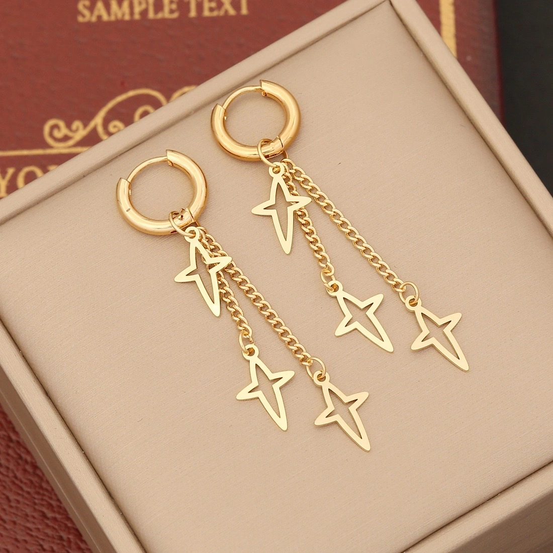 New cross-border stainless steel long chain earrings, long tassel stud earrings, personalized and elegant, versatile chanel-style earrings and accessories detail image 4