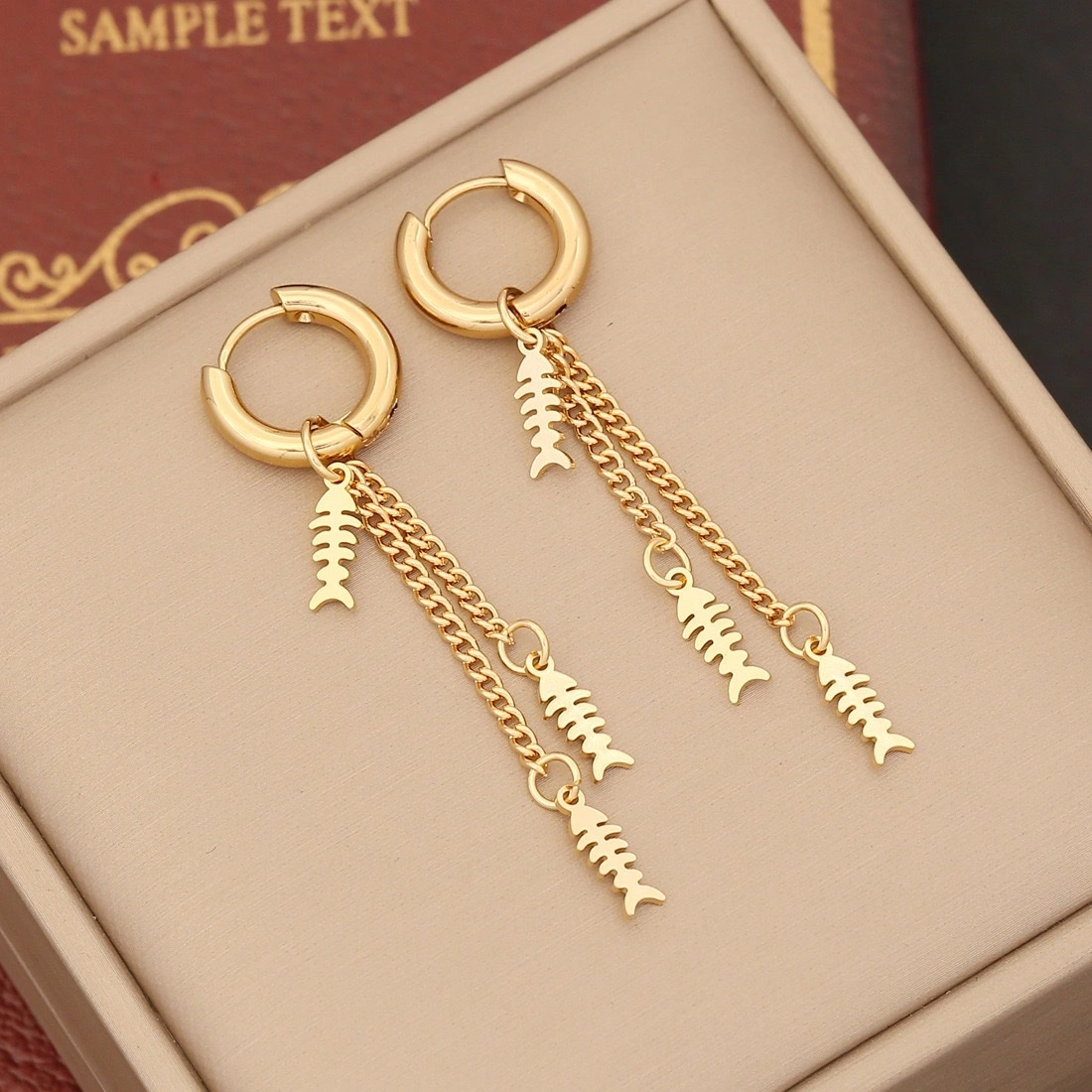 New cross-border stainless steel long chain earrings, long tassel stud earrings, personalized and elegant, versatile chanel-style earrings and accessories detail image 8