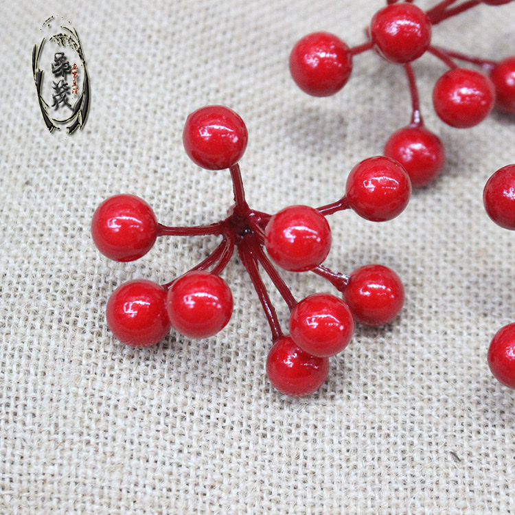 圣诞红果9叉红果圣诞树配件圣诞花环配件圣诞袜装饰品