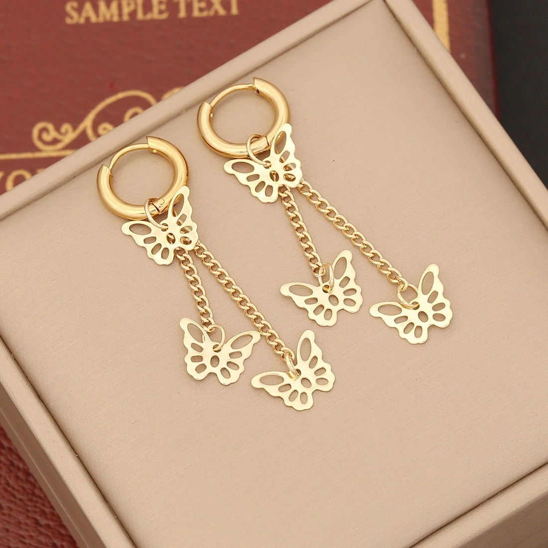 New cross-border stainless steel long chain earrings, long tassel stud earrings, personalized and elegant, versatile chanel-style earrings and accessories detail image 3