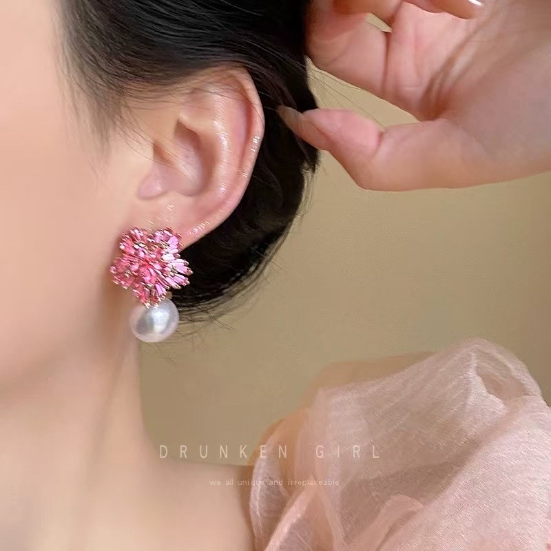 繁花心事🌺早春甜美粉色花朵珍珠耳钉高级感耳环耳饰详情图3