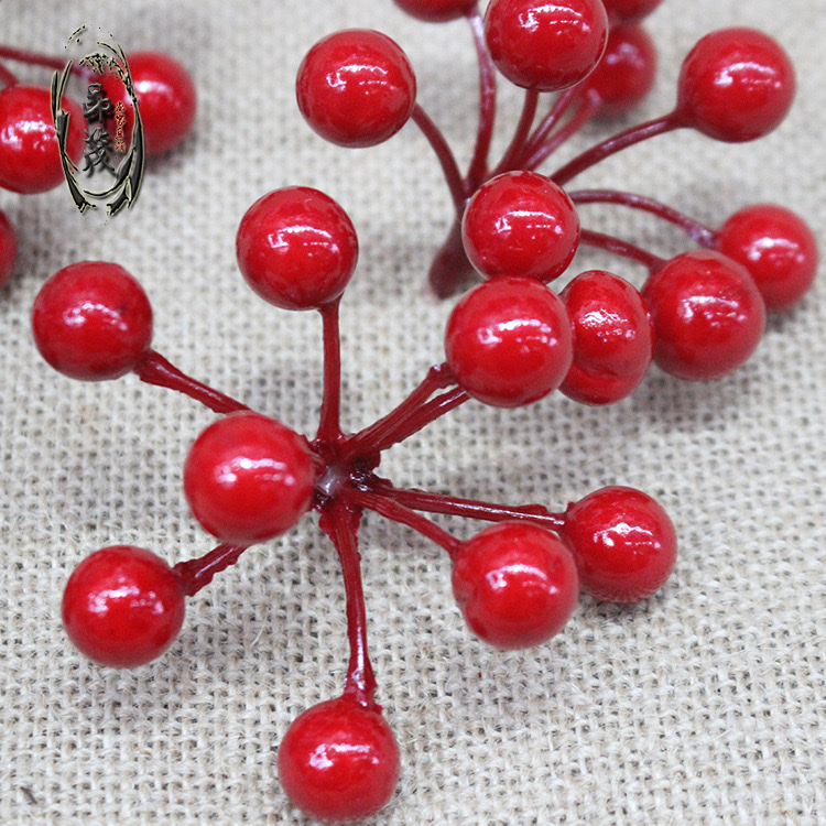圣诞红果9叉红果圣诞树配件圣诞花环配件圣诞袜装饰品细节图
