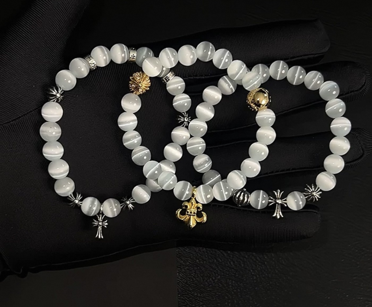 气质女士珍珠项链 拼接设计水晶项链 珍珠饰品 简约时尚颈链首饰礼物