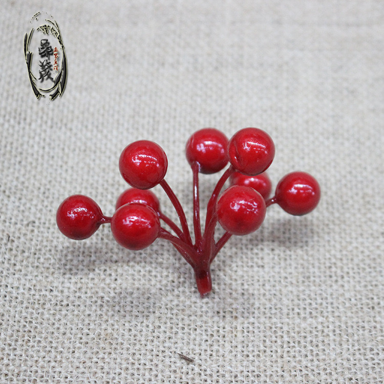 圣诞红果9叉红果圣诞树配件圣诞花环配件圣诞袜装饰品产品图