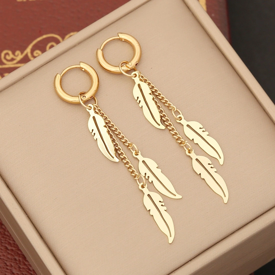New cross-border stainless steel long chain earrings, long tassel stud earrings, personalized and elegant, versatile chanel-style earrings and accessories detail image 5