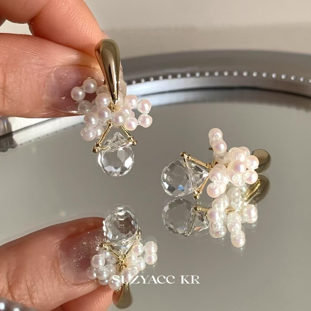 茉郦 温柔珍珠串珠水晶耳环2025新款爆款轻奢气质高级感耳钉#耳钉详情图4