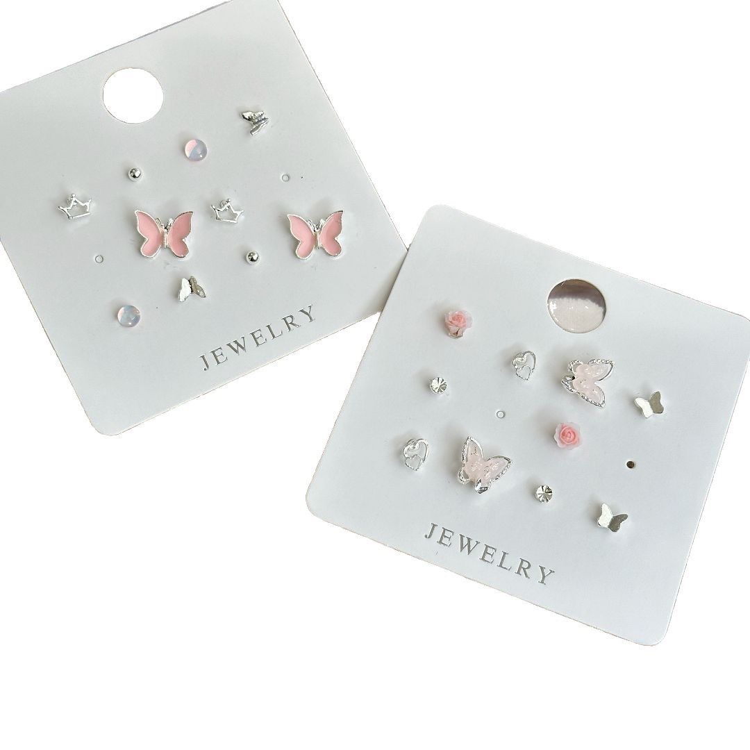 甜美可爱银针小巧精致耳钉小众设计新款套装ins清新蝴蝶耳饰耳可爱耳钉耳环饰品玫瑰金耳钉耳饰耳环钛钢耳钉耳环耳饰耳环钛钢耳详情图6