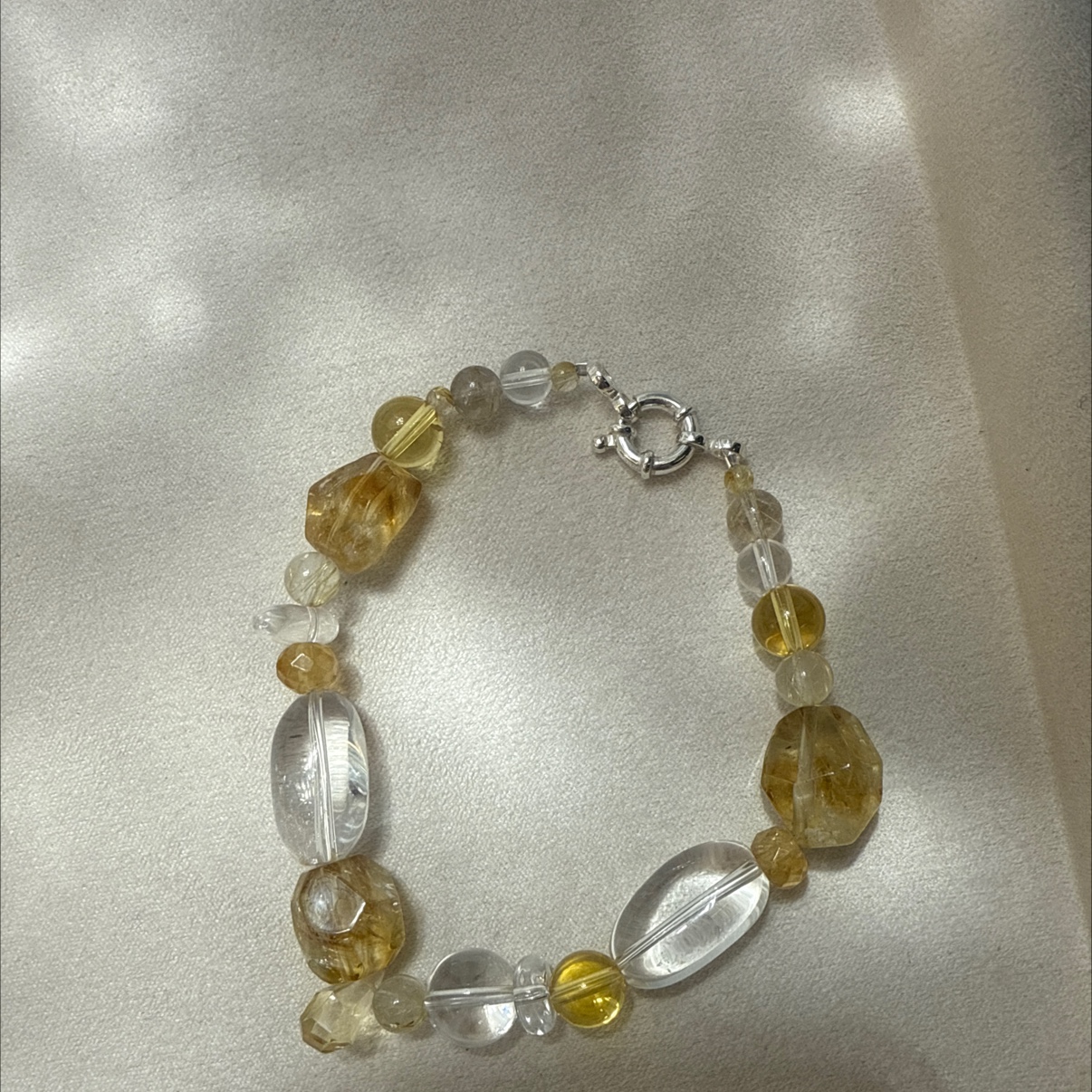 S925黄水晶手链 发财水晶 天然水晶 纯银配件
通体纯银 白水晶