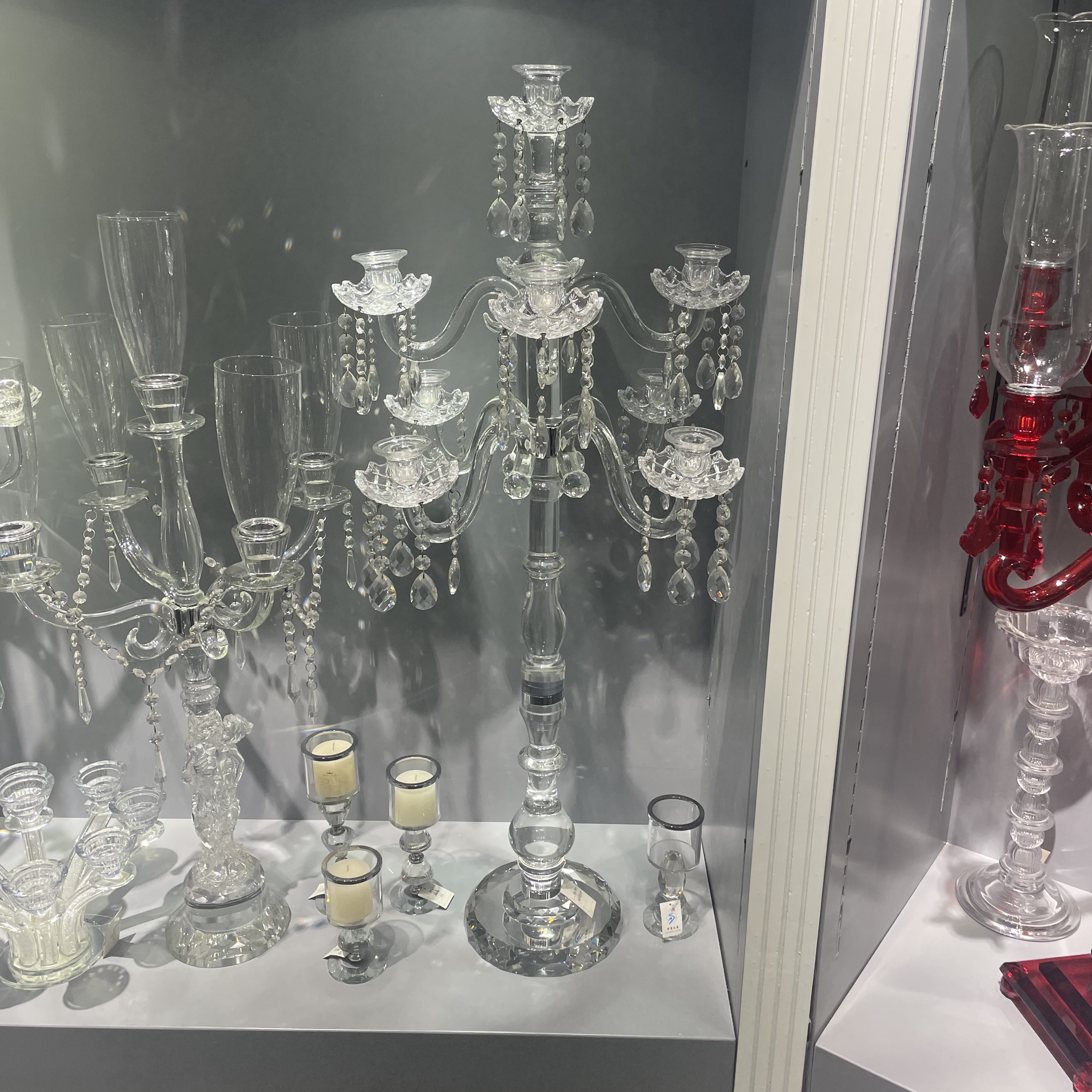 欧式经典水晶烛台 透明通透酒店咖啡厅婚庆烛台摆件 K9水晶9头烛台