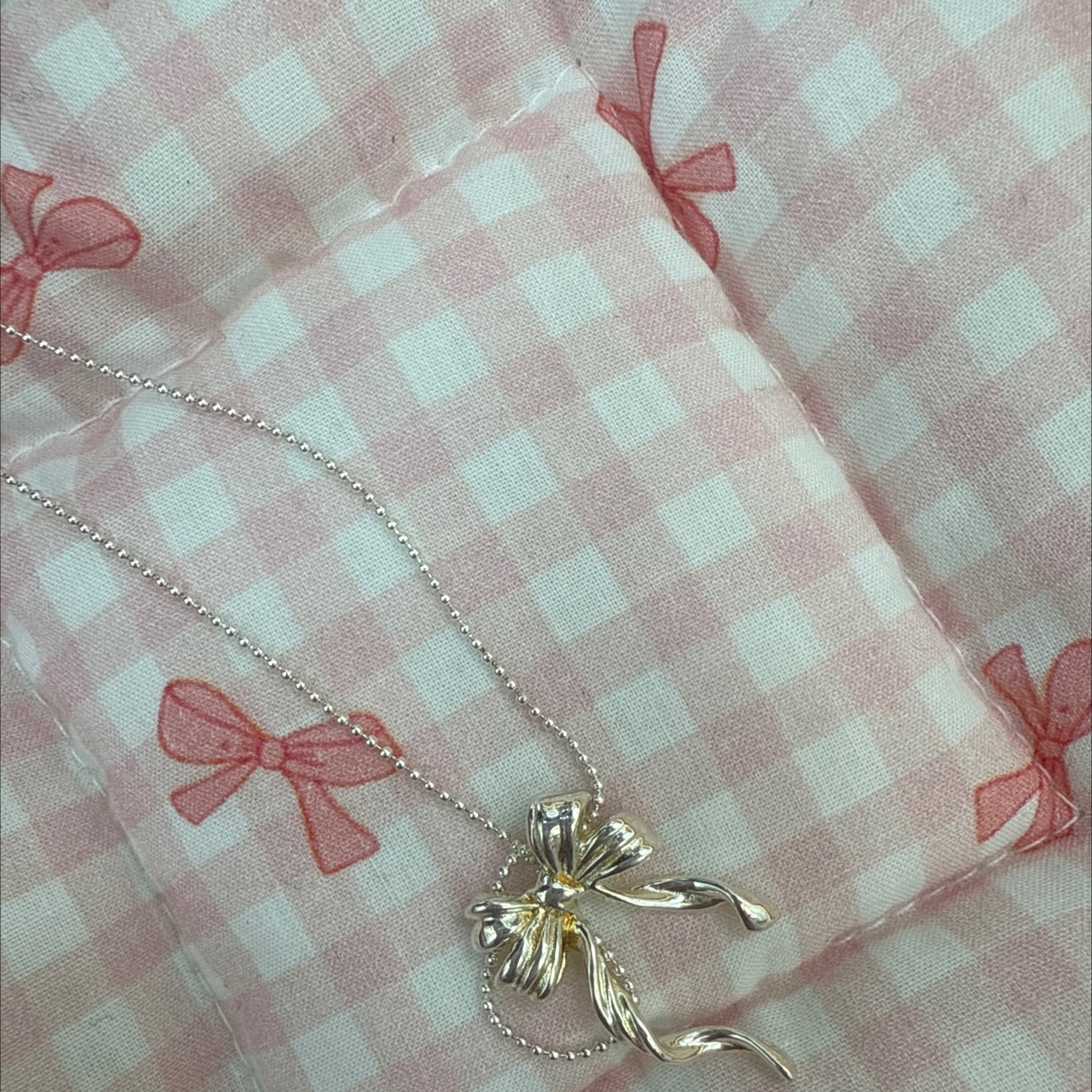 The S925 bow necklace is made of pure silver throughout. It is a Korean-style jewelry with a fresh and simple design. It is a DIY style and a niche Japanese and Korean item detail image 4