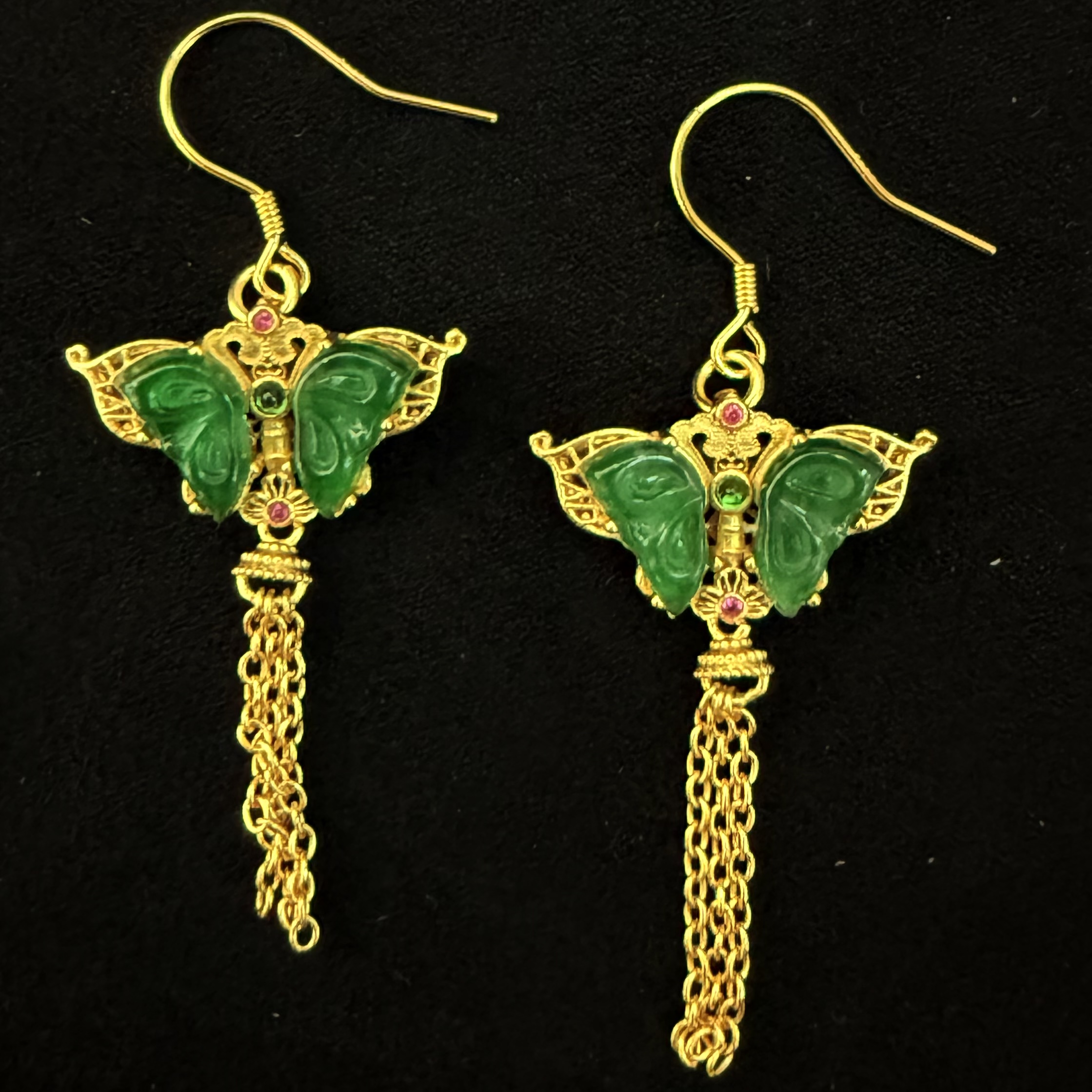 S925银翡翠蝴蝶耳环