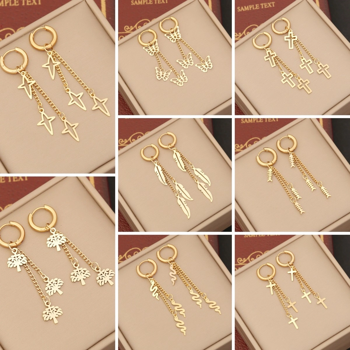 New cross-border stainless steel long chain earrings, long tassel stud earrings, personalized and elegant, versatile chanel-style earrings and accessories detail image 2