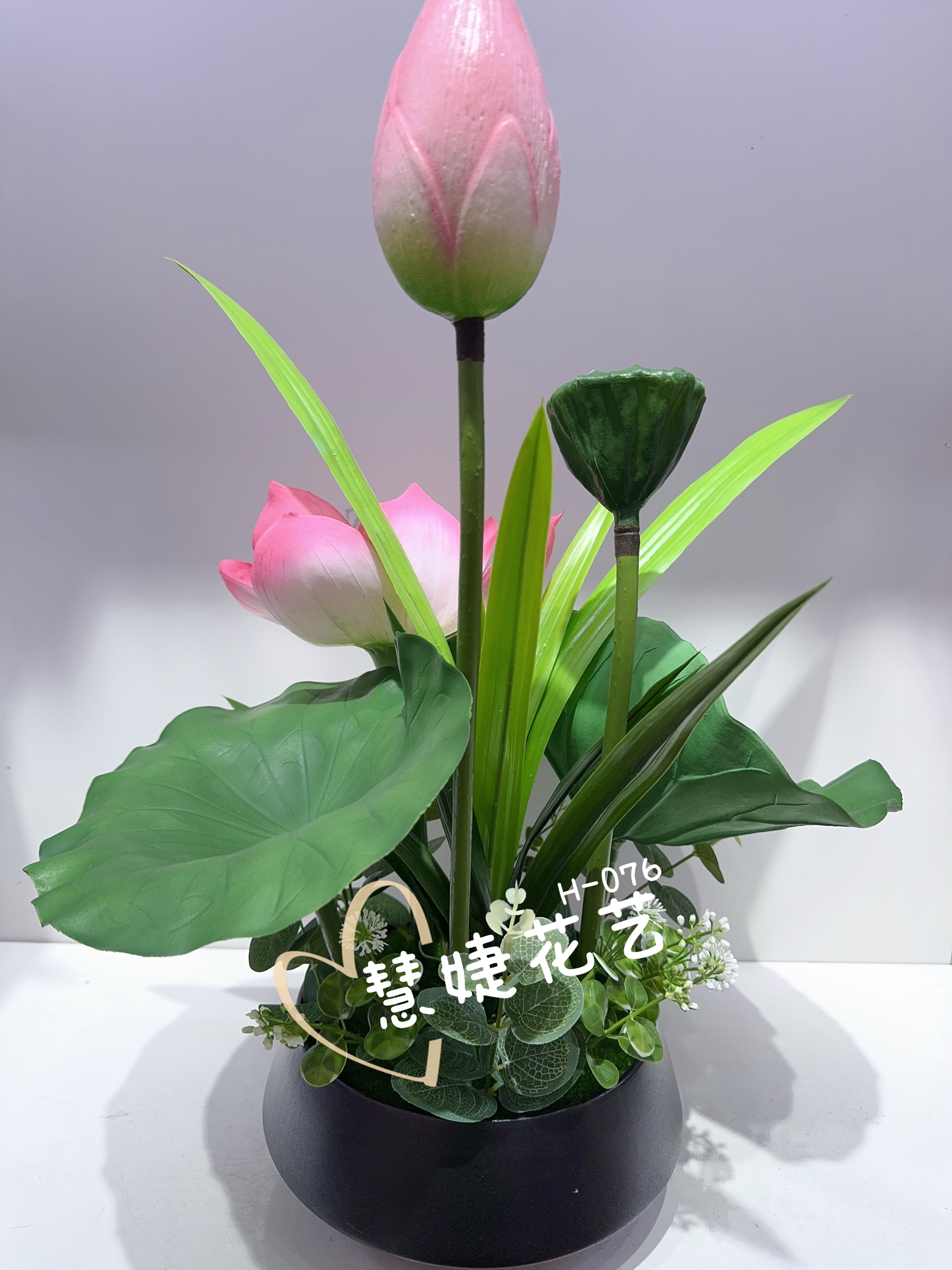 Artificial lotus, ceramic pot, verisimilitude Specification drawing