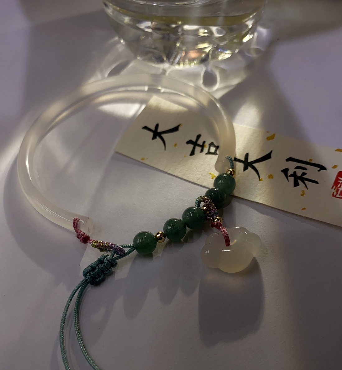 天然玉髓半镯        蓝水翡翠 绳结玉髓锁 水晶手串 半打起批详情图2