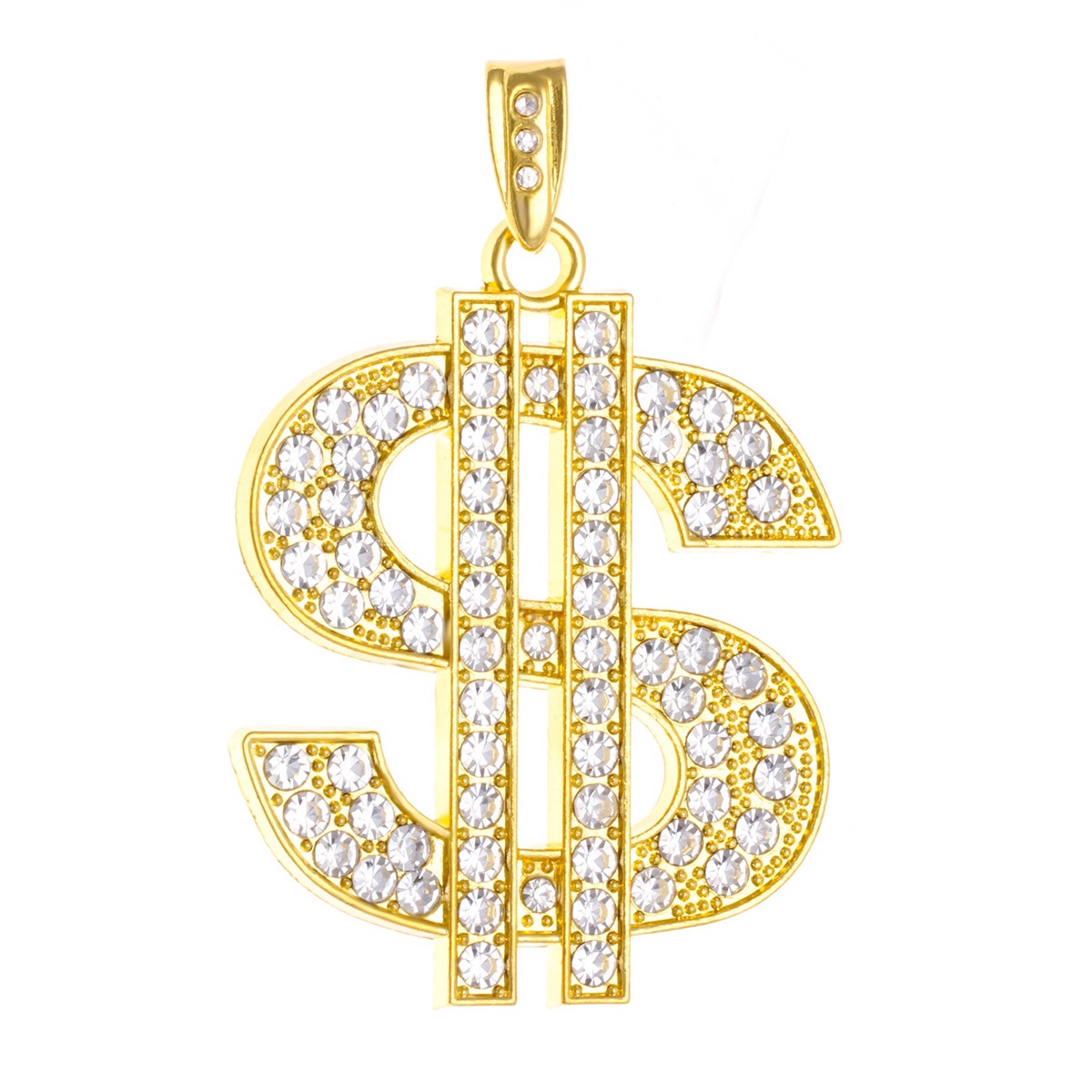 欧美跨境嘻哈饰品工厂hiphop美金吊坠戒指套装美元符号吊坠项坠白底实物图