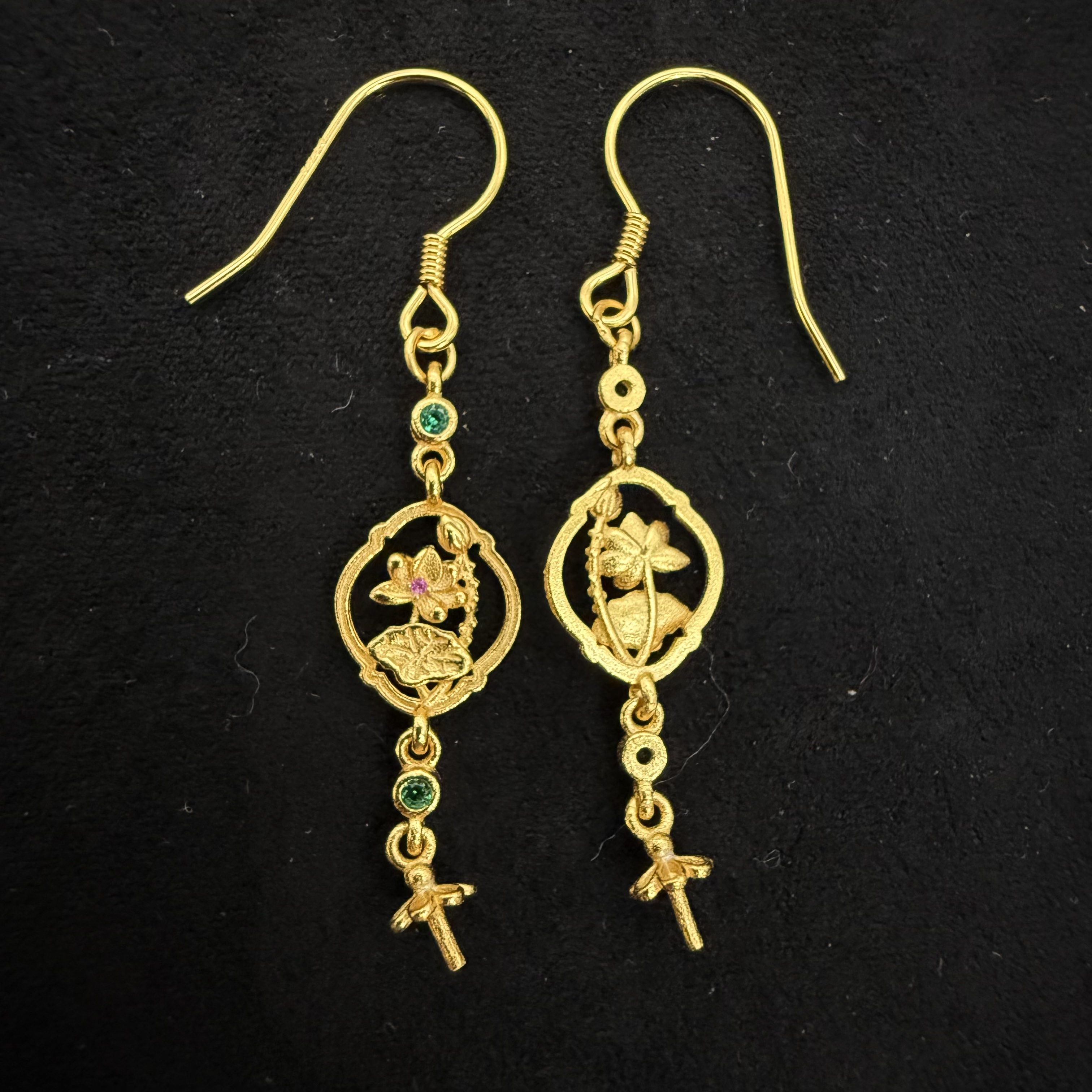 S925纯银耳环荷花女网红耳坠耳线