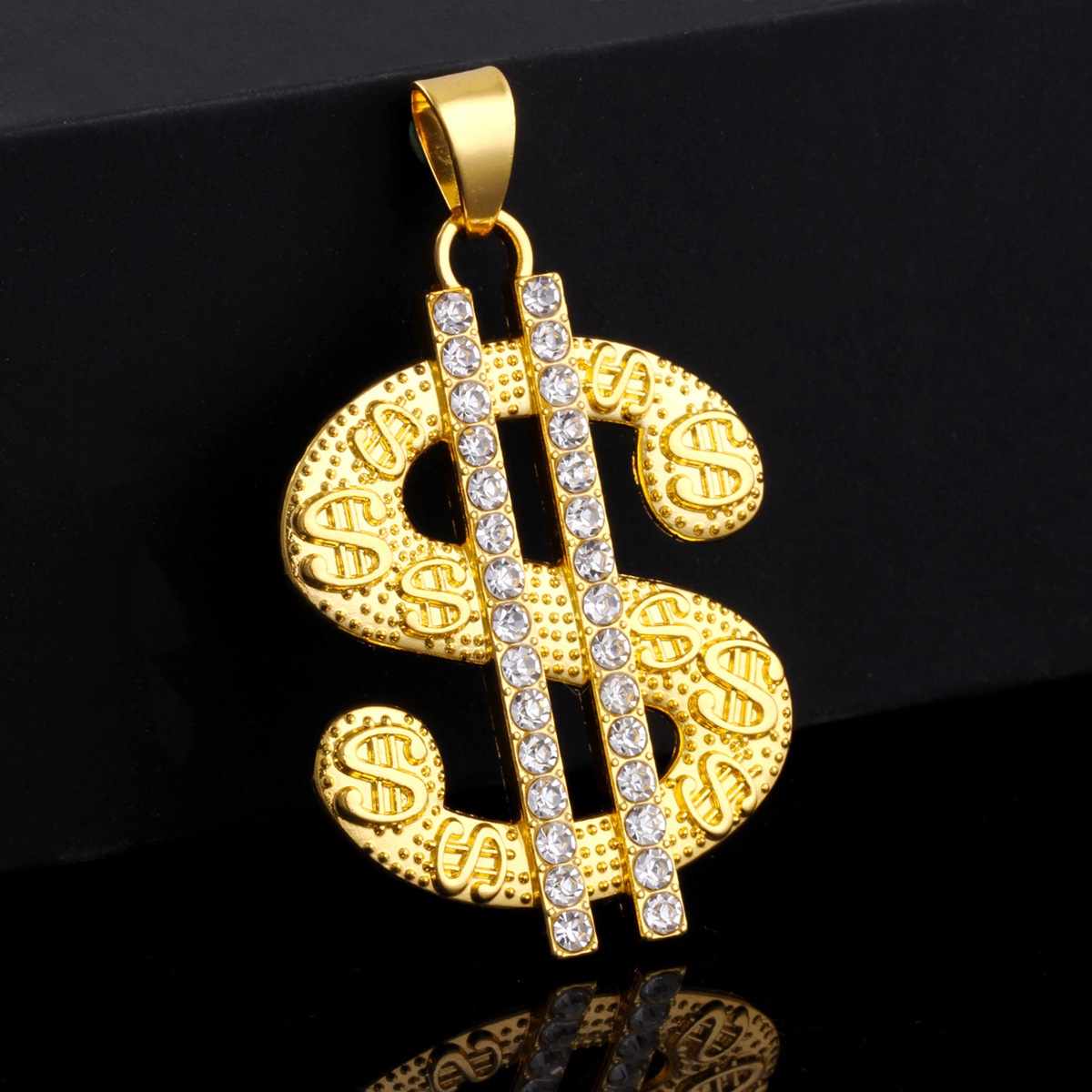 欧美跨境嘻哈饰品工厂hiphop美金吊坠戒指套装美元符号吊坠项坠产品图
