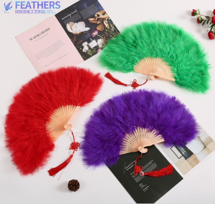 全绒羽毛扇子加厚舞台走秀舞蹈折扇网红羽毛扇子工艺羽毛扇