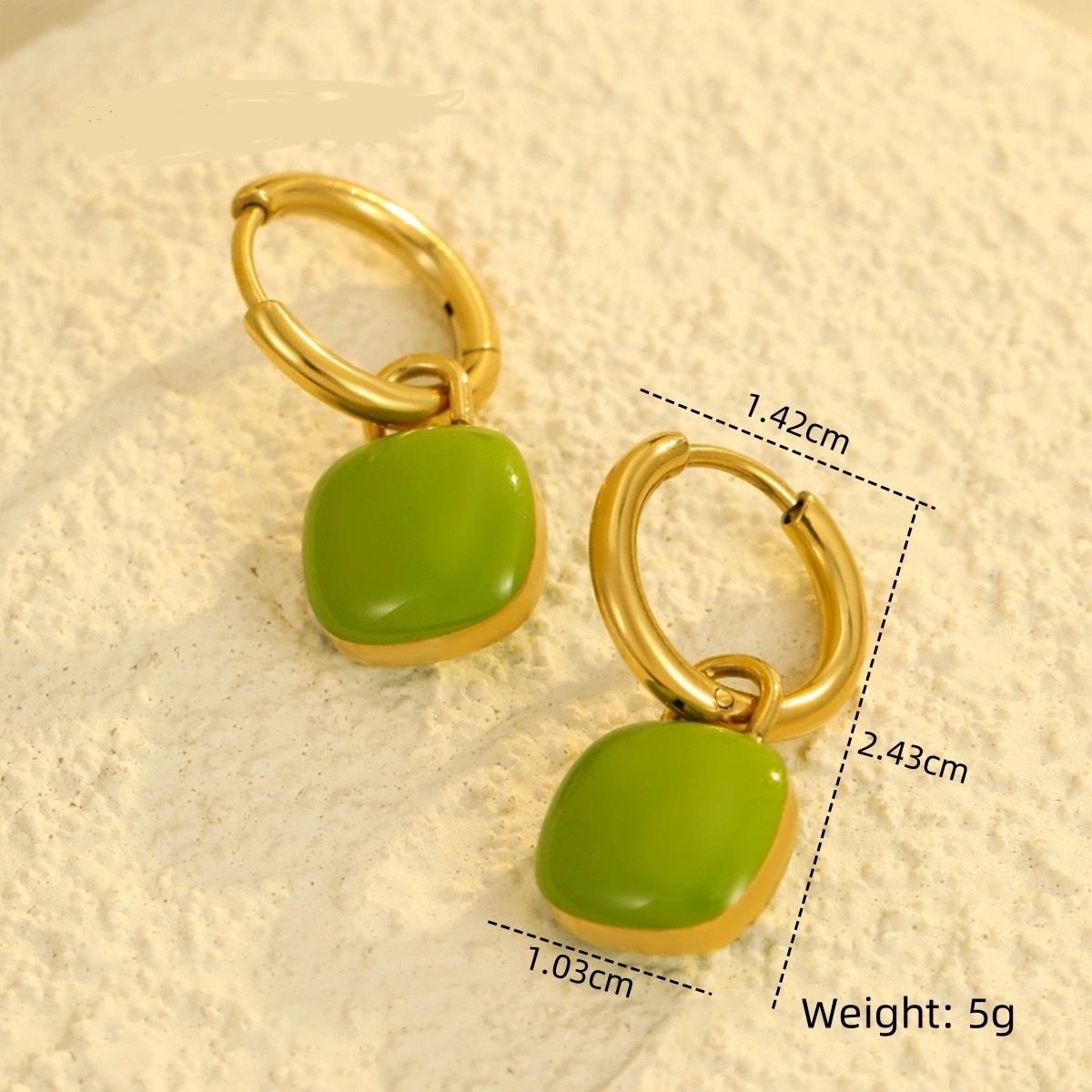European and American cross-border square oil-dripping pendants, stainless steel earrings, new autumn and winter products, high-end titanium steel ear studs and earrings wholesale detail image 3
