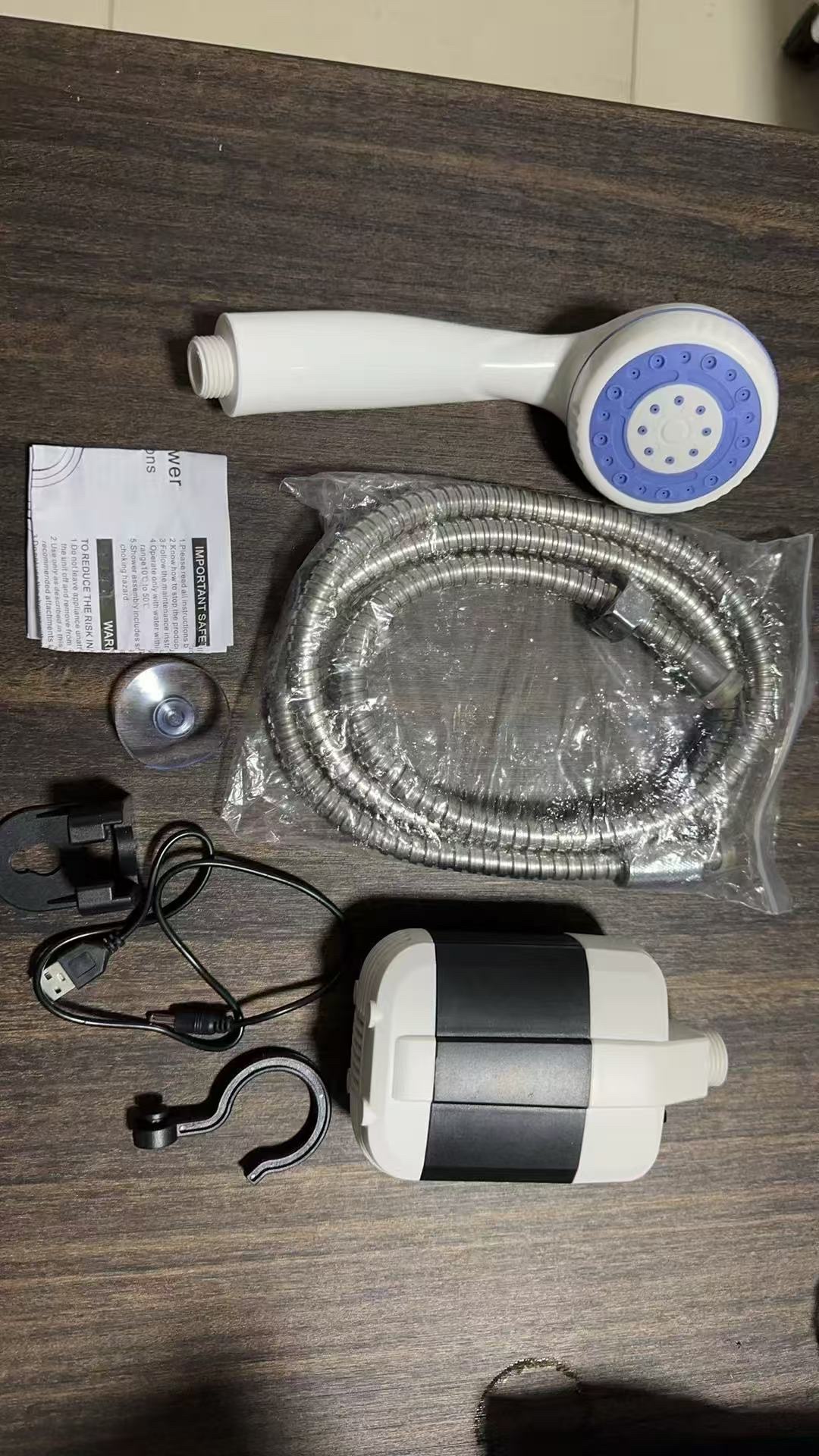 USB charging showerhead, outdoor bathing wonder, household electric shower, dormitory rental, rural portable and simple outdoor bathing wonder, field construction site dormitory simple electric shower, dormitory rural household portable showerhead Specification image