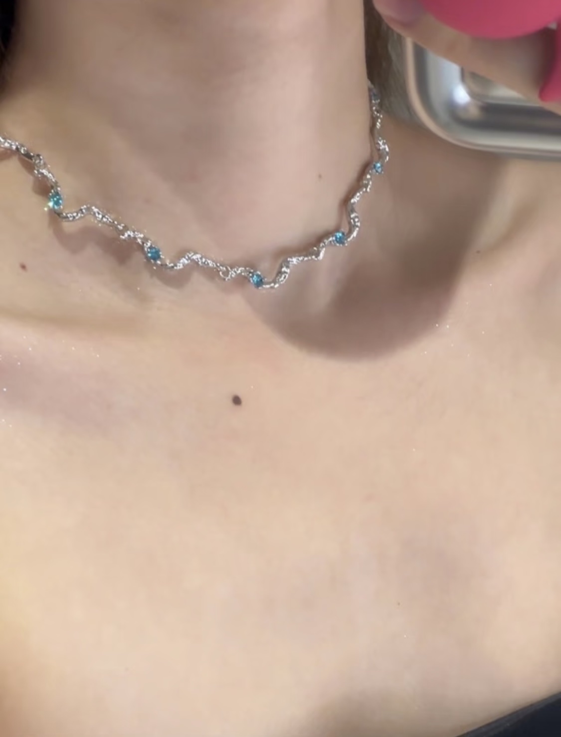喜欢的颜色！蓝色蝴蝶项链女款新款choker小众轻奢锁骨链气质详情图2