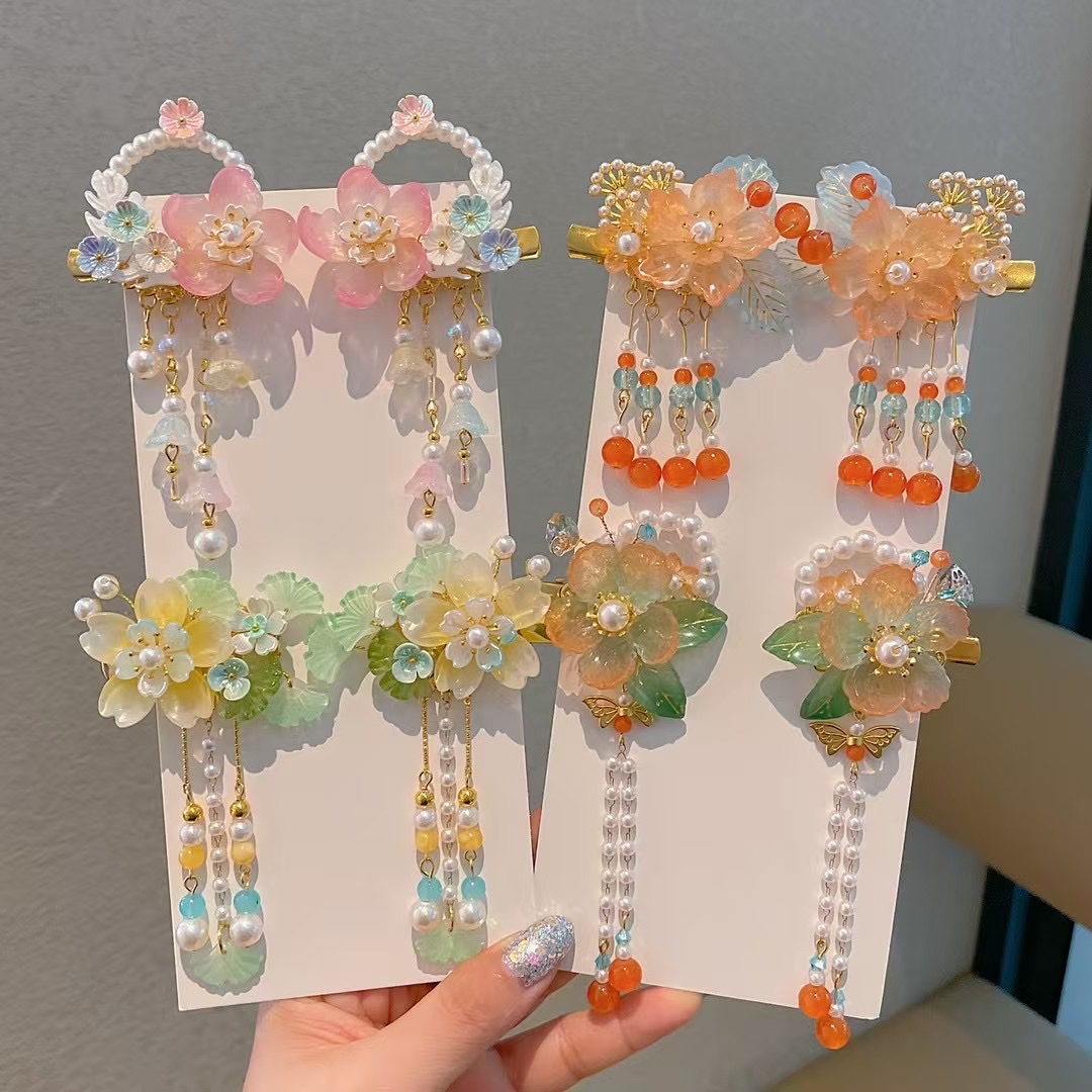 Children's ancient-style hair accessories, hair clips, glass pair hair accessories, hair clips, wholesale hair clips