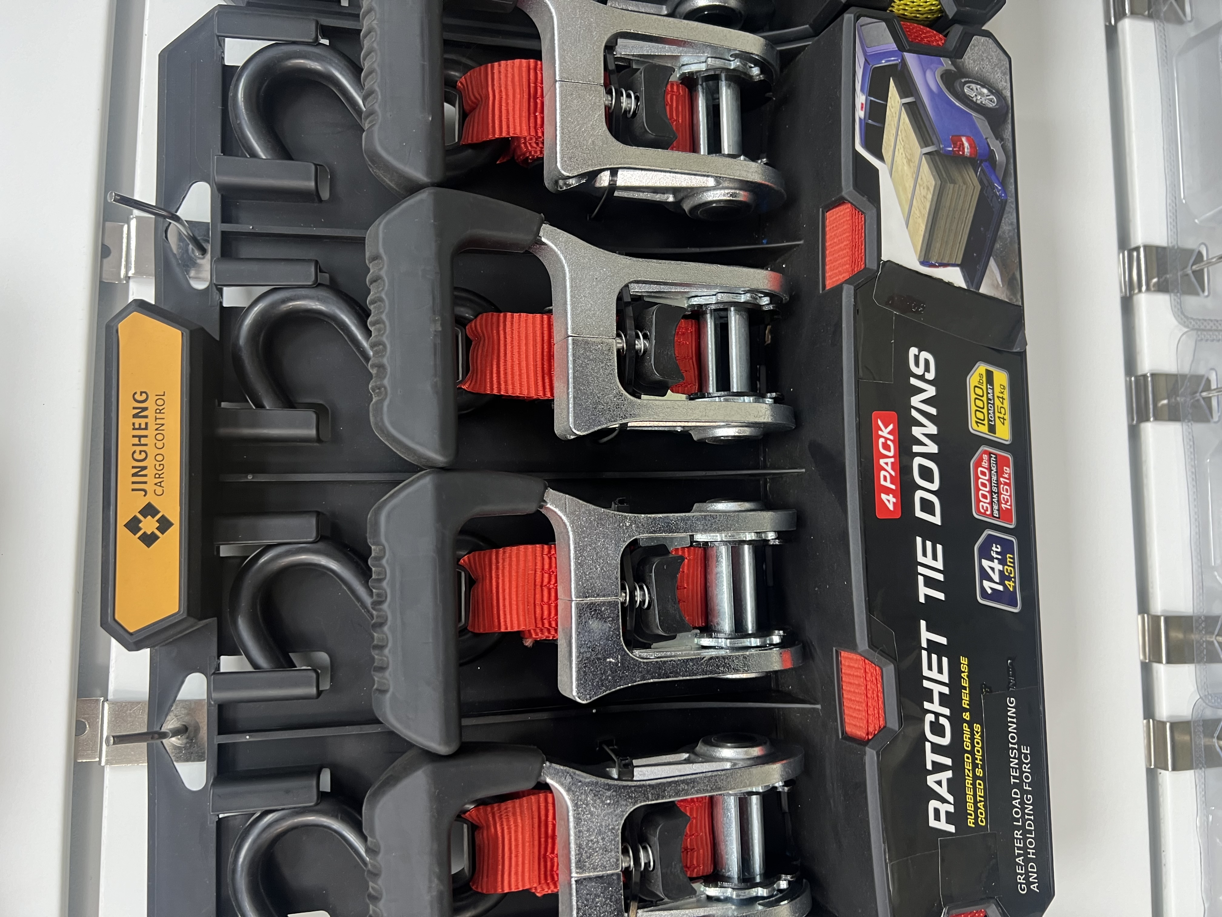 Customized ratchet tensioning strap set, goods binding strap set, 25mm polyester binding strap, cross-border hydraulic tensioner details Picture