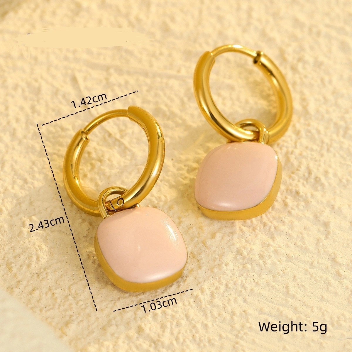 European and American cross-border square oil-dripping pendants, stainless steel earrings, new autumn and winter products, high-end titanium steel ear studs and earrings wholesale detail image 5