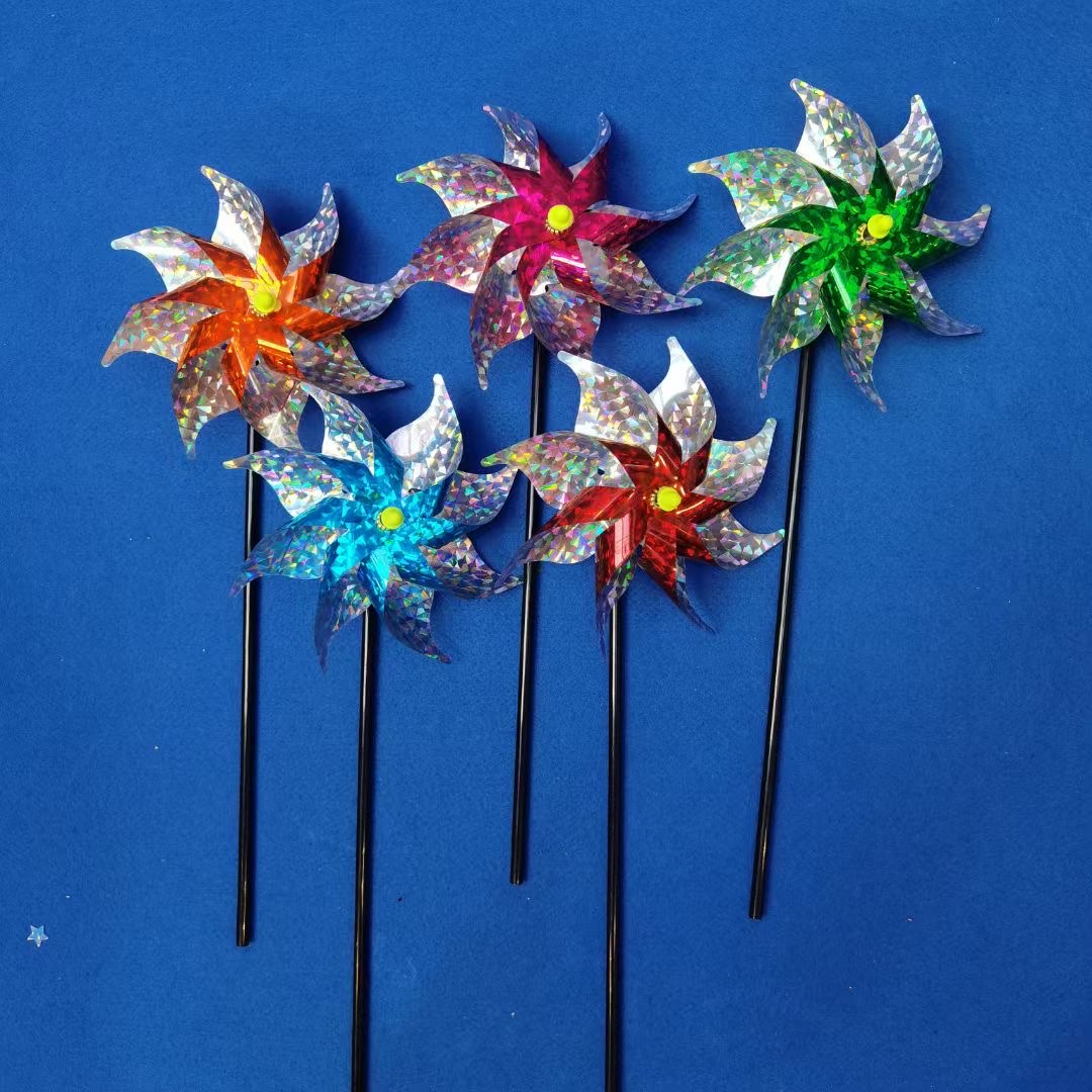 18公分玻璃碎风车玩具风车驱鸟神器双佳玩具 景区彩色风车